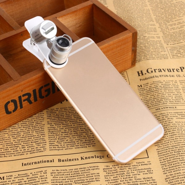 Mobiltelefon mikroskoplinse - 60X forstørrelsesglass med LED-lys for iPhone