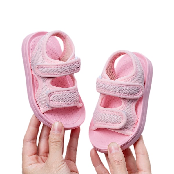 Kids Sandals Open Toe Soft Hook Loop Lightweight Breathable Summer Shoes for Toddlers Pink 16