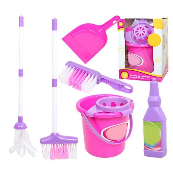 Funny Kids Mini Cleaning Set - Kvast, sopskyffel, Mopp Toy Kit