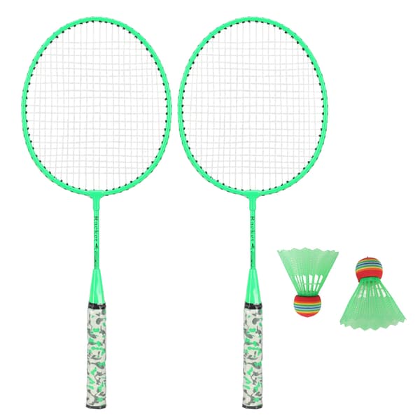 Badmintonketsjer med 2 bolde - Hånd-øje-koordinationsøvelse - Legetøj til børn og voksne - Fluorescerende grøn