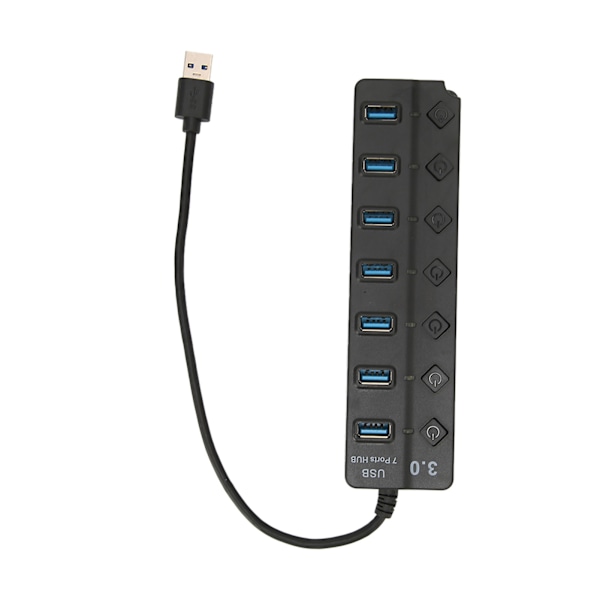 USB3.0-hubb 7 portar 5 Gbps höghastighetsöverföring Bred kompatibilitet Bärbar USB3.0-delare Dockningsstation Svart
