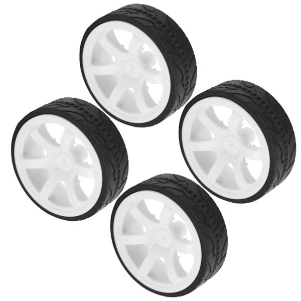 1/10 Racing RC Bil Hjul Plast Hjulnav med Rillet Gummi RC Bil Reservedelstilbehør Hvid