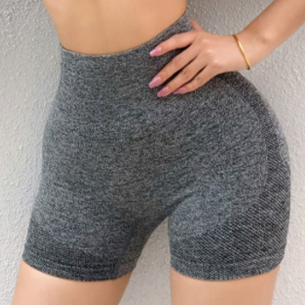 Butt Lifting Yoga Shorts High Waist Tummy Control Seamless Highly Elastic Women Workout Shorts for Yoga Fitness Running Grey M 40‑60kg/88.2‑132.3lb