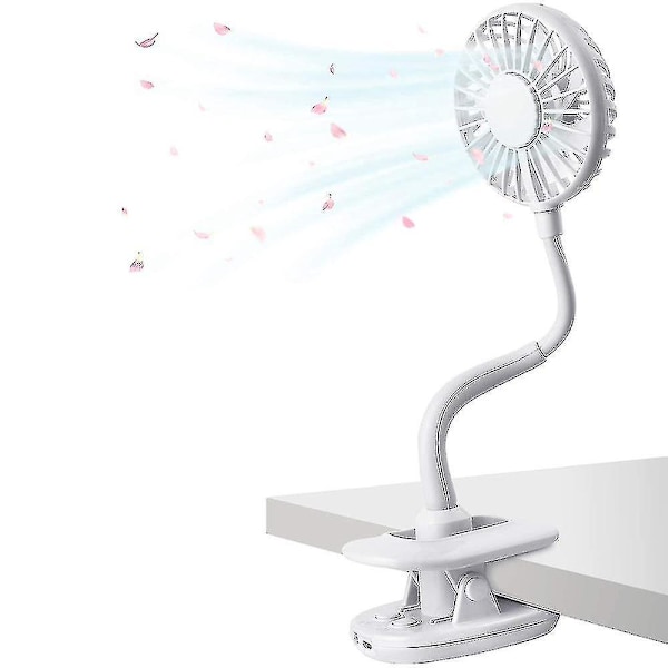 USB Clip-On Mini Fan, Portable and Flexible Personal Desk Fan White