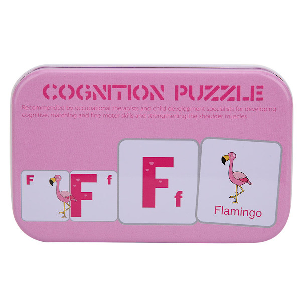 Kid Learning Cognitive Parent Child Interaction Early Educational Card with Storage Box(Pink 56pcs Card )