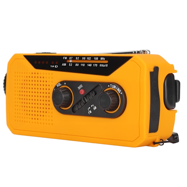 Nödradio AM FM NOAA Solar Handvev USB-laddning 2000mAh Powerbank Väderradio med LED-lampa Ficklampa Europeisk Modell