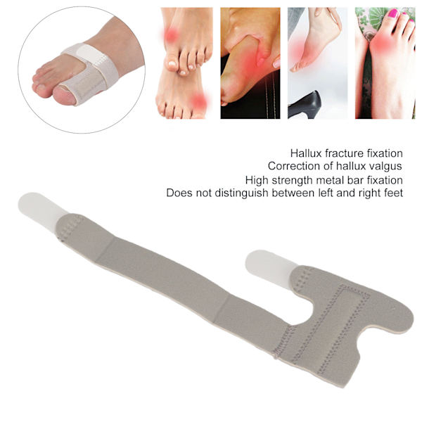 Justerbar bærbar tåstøtte til frakturheling og hallux valgus-korrektion (grå)