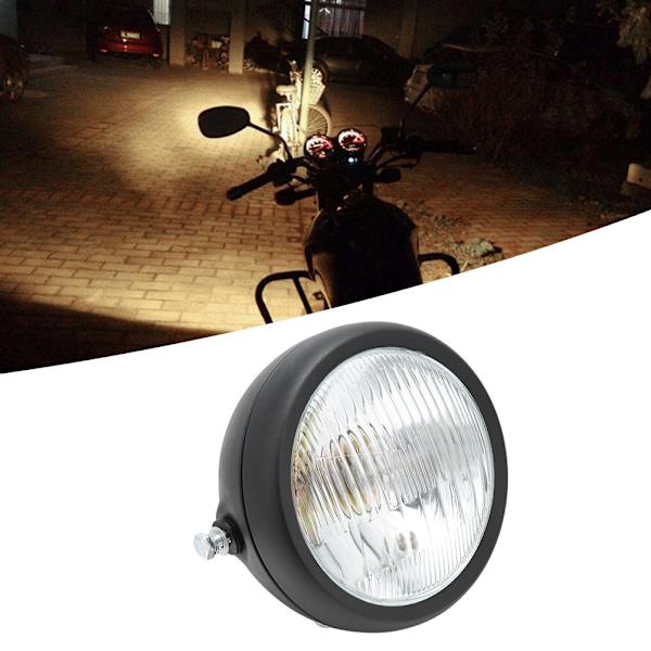 12V Universell Motorcykel Vattentät Dammsäker Retro Strålkastare Hög/Låg Stråle Framlykta Svart Skal Vit Lins