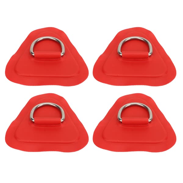 4 stk. D-ring patch rustfrit stål D-ring pad til oppustelig båd surfboard jolle paddle board rød
