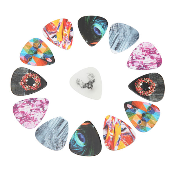 13 st Guitar Picks Medium Celluloid Guitar Plectrums med Ask Instrumenttillbehör Färg