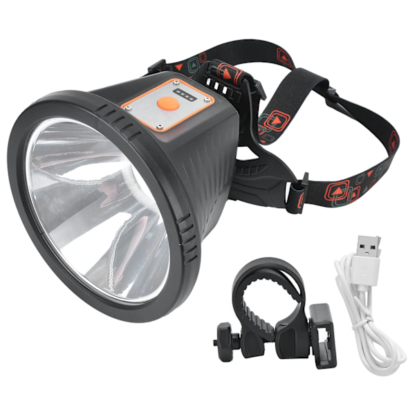 LED pannlampa ficklampa starkt ljus 2000LM 4 belysningslägen 6000MAH litiumbatteri multifunktionell uppladdningsbar pannlampa för camping vandring