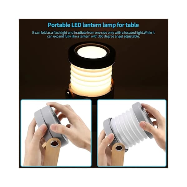 Sammenfoldelig LED Touch Lampe, Teleskopisk Natlys Lygte, Bordlampe Grå