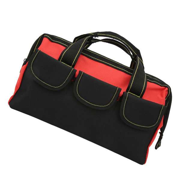 Vattentät 13-tums förvaringsväska för Oxford-tygverktyg: Multifunktionell handväska med bred mun för hemverktygsbutik (röd)