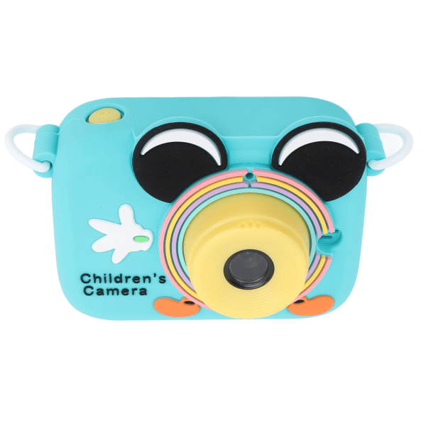 Tecknad mini digitalkamera för småbarn med 2 tums HD-skärm, främre och bakre lins, videoinspelning och fotoläge - blå