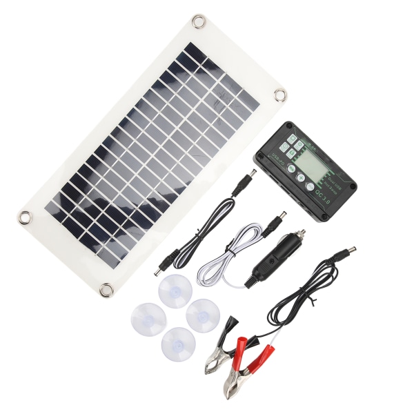 30W RV Solpanel Kit - Effektiv polysilicium PET batterioplader med 50A spændingskontrol til hytter, både og marinesoldater