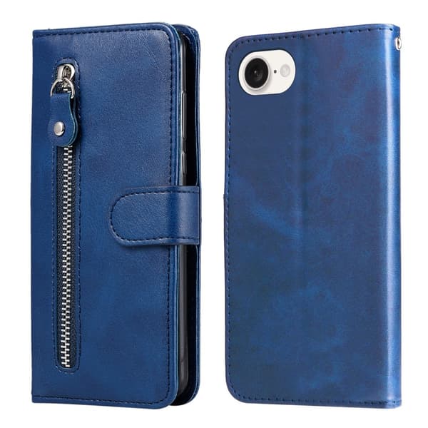 iPhone 16e Klassisk Lynlås Pung Etui - Blå Blå blue