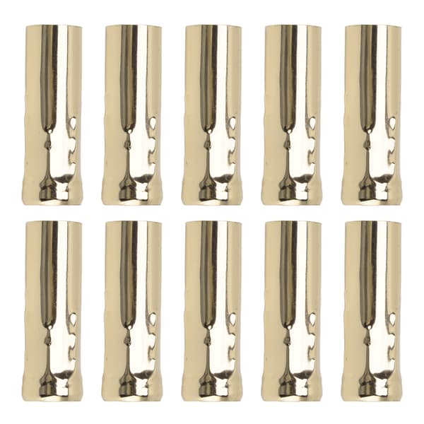 10 stk. E14 Metallrør for Lysestake Lampeholder Lampebase Belysningstilbehør 25x80mm Gull
