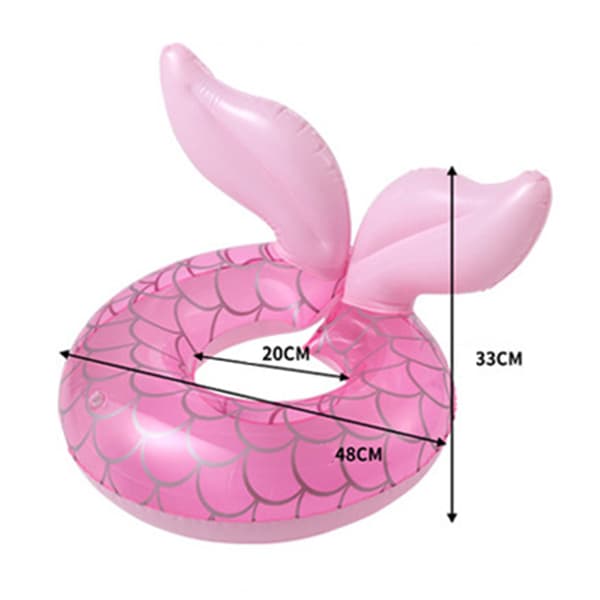 Pink Fishtail Oppustelig Svømmering PVC Pool Float til børn i alderen 3 til 8 år