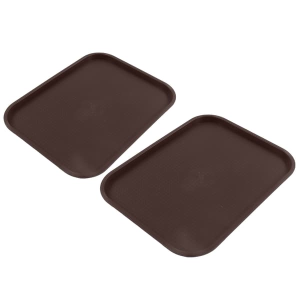 2 st Snabbmatsbricka Stapelbar Rektangulär Lättvikt Halkfri PP Matserveringsbricka för Restauranger Kaféer Brun