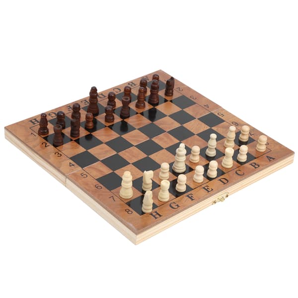 Trä Schack, Dam och Backgammon Set 3-i-1