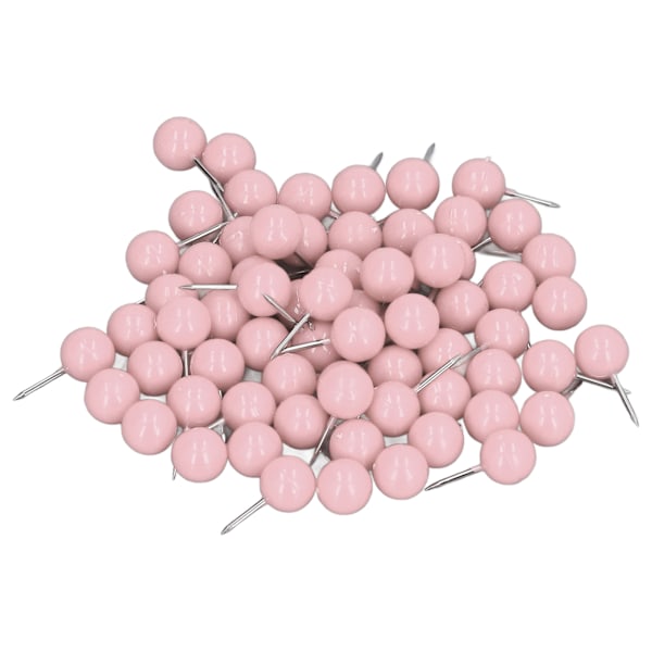 100 stk. trykknapper til kort, stålstifter, dekorative markeringsstifter i plast til korktavler, 9,5 x 20 mm, pink