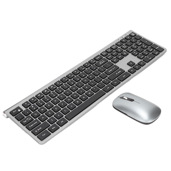 2,4 GHz Trådlöst tangentbord och mus 108-tangenter Fullt tangentbord och ergonomisk mus med hög känslighet för Windows för bärbar dator Metallgrå