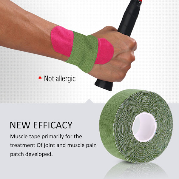 1 rulle bomuld elastisk klæbende belastningsskade muskel sports sticker bandage tape (lysegrøn)