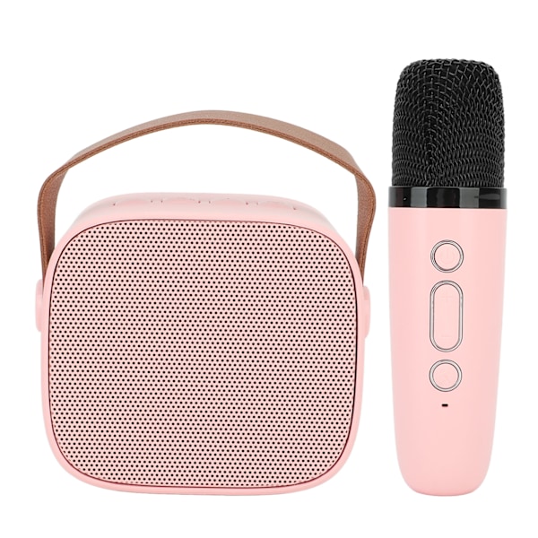 Mini Karaoke Maskine med Trådløs Mikrofon Bærbar Bluetooth Højttaler til Børn Voksne Pink