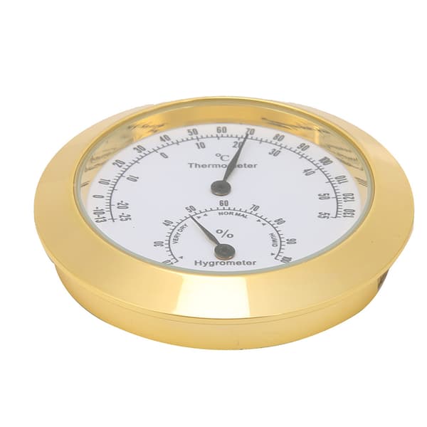 Guld Rund Termometer Hygrometer Luftfuktighet Temperaturmätare för Violin Gitarrfodral