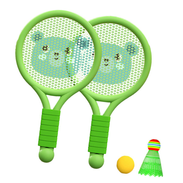 Barnbadmintonracket Lättviktsbadmintonracket Leksakssats för 3‑7 år Pojkar Flickor Inomhus Utomhus Grön Björn