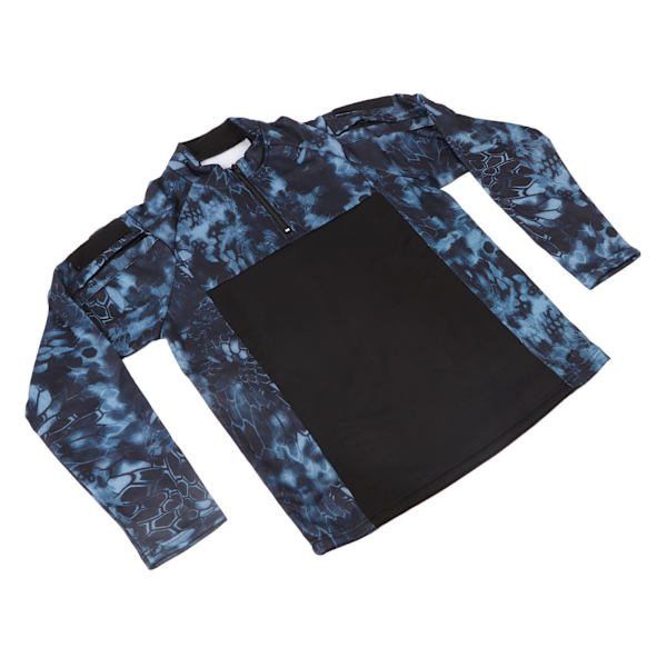 Camouflage Høj Hals Sports T-shirt til Mænd - Sort