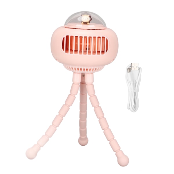 Rattail Fan Portable Käyttöinen Kolmijalka Design Mykistetty 4 Tasoa Nopeus USB Ladattava 130 Astetta Automaattinen Ravistelu Fan Pink