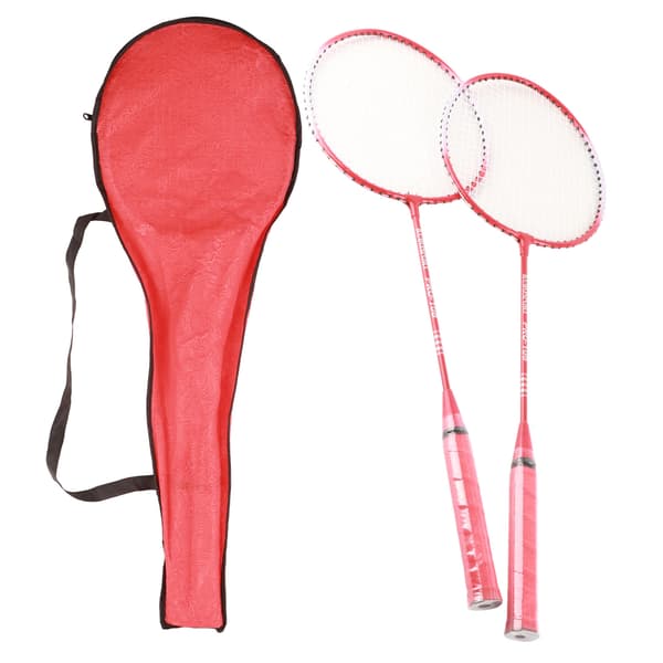 Badmintonketsjer 2 Spillere Super Let Split Håndtag Jernlegering Badmintonketsjer Sæt til Begyndere Børn Rød