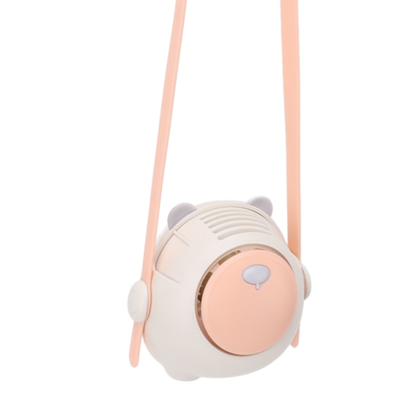 Bærbar Halsventilator Mini Hængende Halsventilator med Justerbar Snøre USB Genopladelig 3 Vindhastigheder Personlig Ventilator til Indendørs Udendørs Beige