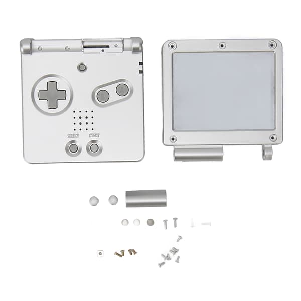 GBA SP Udskiftningsskal med Knapper - Sølv