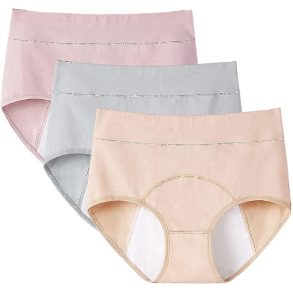 Leakproof Menstrual Underwear Set - 3 Pack L Black x Gray x Skin color