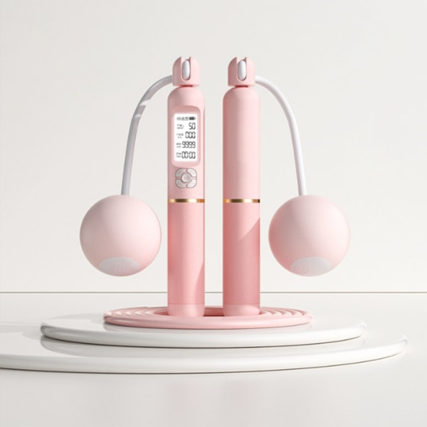 LCD-skærm trådløst hoppetov med stor vægtet stålkabel - Sakura Pink