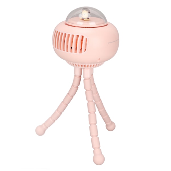 Barnevognsventilator, Bærbar Håndholdt Tripod Design Lydløs 4 Hastighedsindstillinger USB Genopladelig 130 Graders Automatisk Rystende Ventilator Pink
