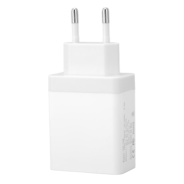 USB 3.0 veggladerblokk 30W QC3.0 hurtigladingsstrømadapter 3-porter EU-plugg 100-240V for telefonnettbrett