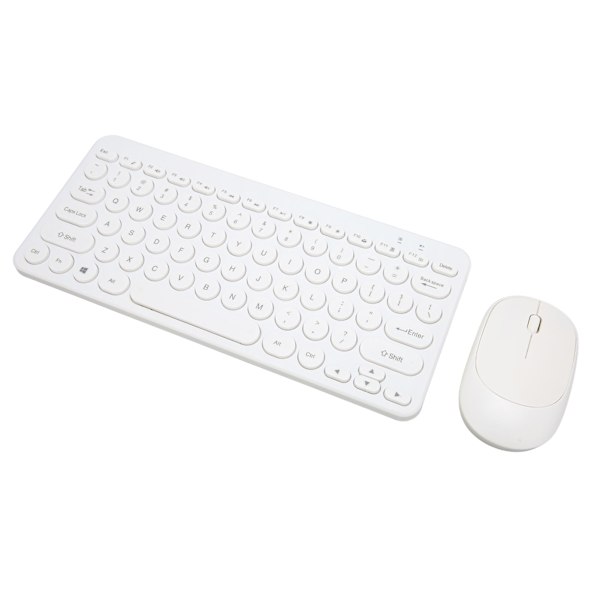 2.4G Trådlöst Tangentbord Mus Combo 78 Tangenter Retro Rund Knapp Mute Knappar Ergonomisk Mus och Tangentbord för Kontor Vit