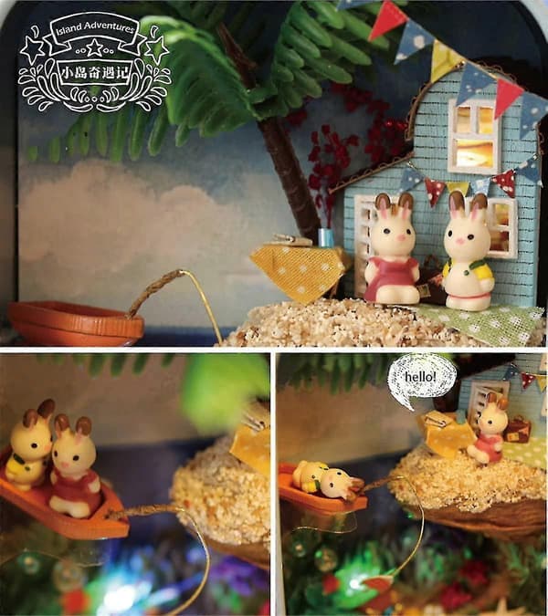 Dukkehus Miniatyr Diy-sett Med Møbler Mini Box Theatre Kunstgave