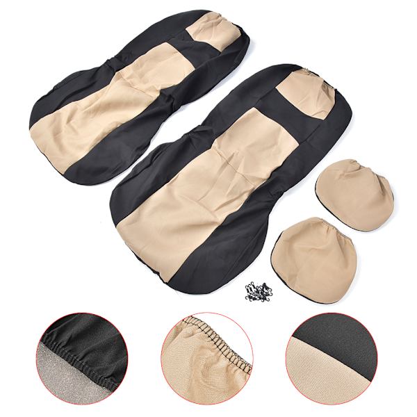 Universal bil framsätesöverdrag Set - 4st, All Seasons, Beige och Svart