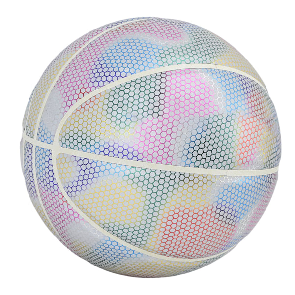Glødende reflekterende basketball - Størrelse 7 - Kul lysende ball for barn og voksne - Innendørs/Utendørs - Sølv