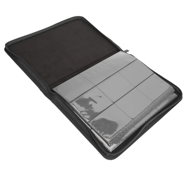 Musta PU-kansillinen 9-taskuinen korttikokoelma-albumi vetoketjulla - 360 kortin kapasiteetti