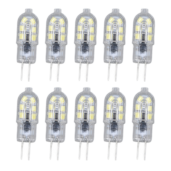 10-pak G4 2835 LED-pære - Transparent plug-in glødepære til autocamper-skabe Landskabslys - 6500K hvidt lys