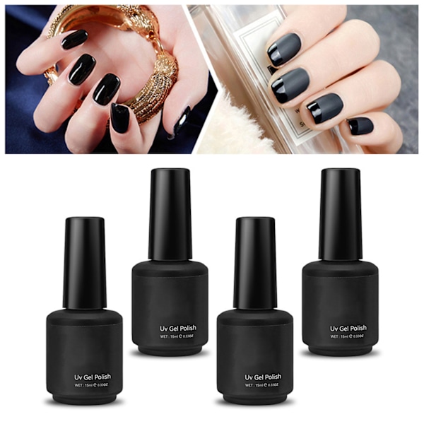 Gellackset: Baslack, Topplack, Långvarig & Matt Finish (4 st, 15 ml)