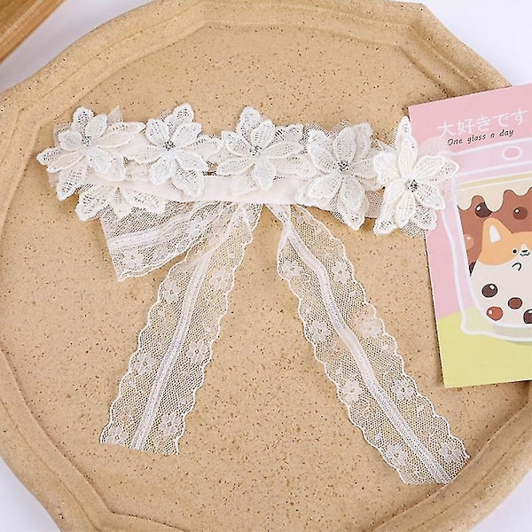 Cute Princess Baby Girl Headband - Soft Elastic Nylon Headwear with Artificial Flowers for Newborns and Toddlers B-white