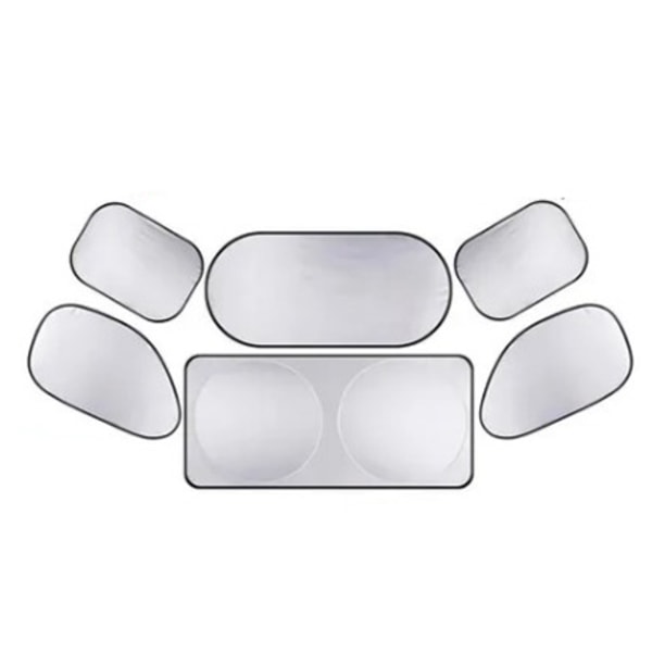 Bilsolskyddsset - 6st silverbelagd dubbelslinga för vindruta, Ultimate Automotive Sunshade Kit