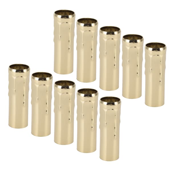 10 stk. E14 Metallrør for Lysestake Lampeholder Lampebase Belysningstilbehør 25x80mm Gull