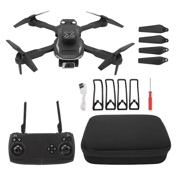 Minidrone med optisk flow-positionering og 4-vejs hindring - Fjernbetjent FPV Quadcopter med HD dobbelt kamera